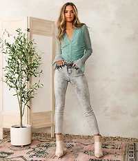 Collared Mesh Cropped Blouse