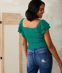 Crinkle Chiffon Top