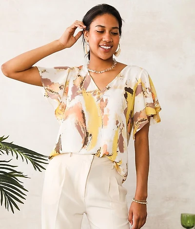 Printed Chiffon Top