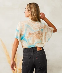 Marble Mesh Surplice Bodysuit