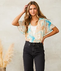 Marble Mesh Surplice Bodysuit