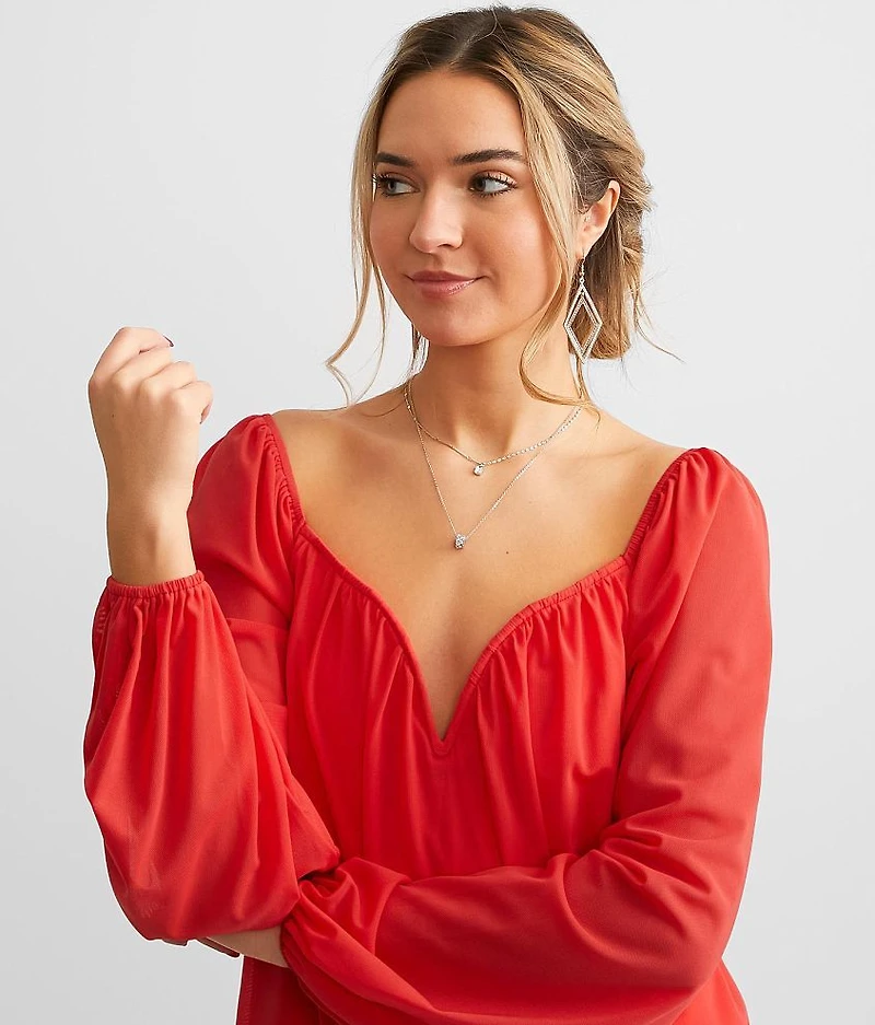 Mesh Sweetheart Top