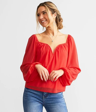 Willow & Root Mesh Sweetheart Top
