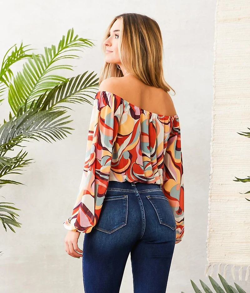 Mesh Off The Shoulder Cropped Top