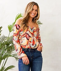 Mesh Off The Shoulder Cropped Top