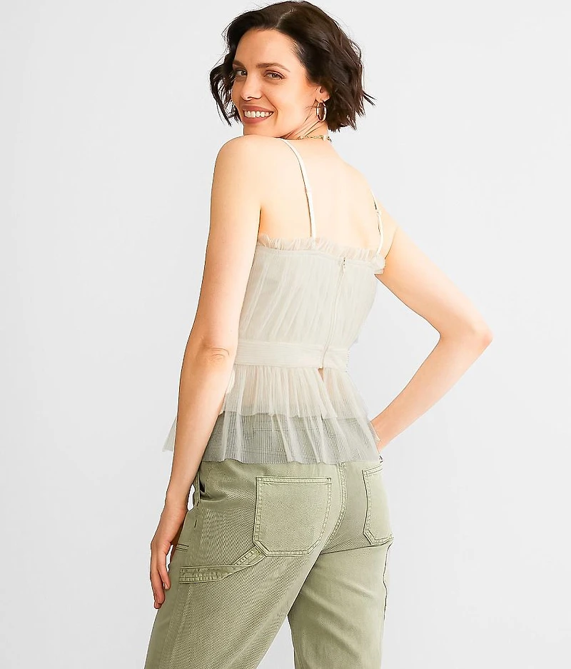 Pleated Mesh Tank Top