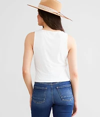Faux Pearl Mesh Tank Top