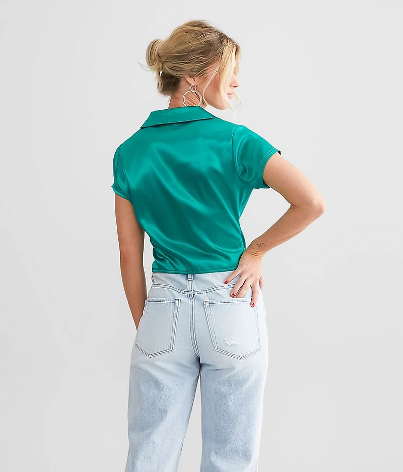 Satin Corset Collared Top