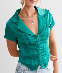 Satin Corset Collared Top
