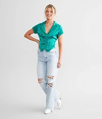 Satin Corset Collared Top