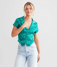 Satin Corset Collared Top