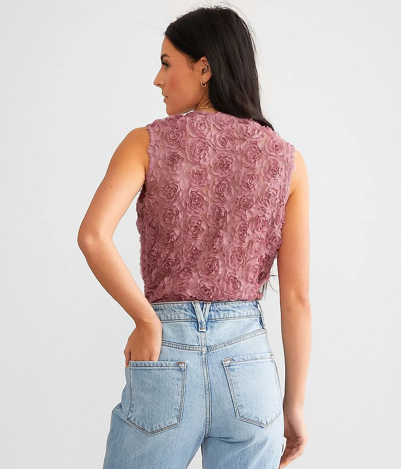 Rosette Surplice Tank Bodysuit
