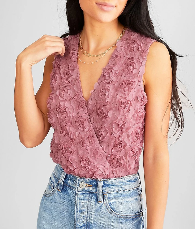 Rosette Surplice Tank Bodysuit