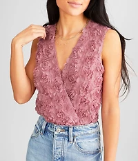 Rosette Surplice Tank Bodysuit