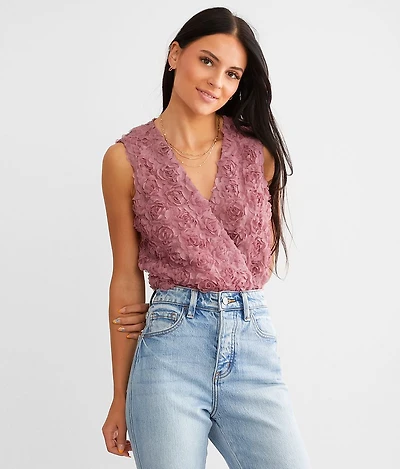 Rosette Surplice Tank Bodysuit