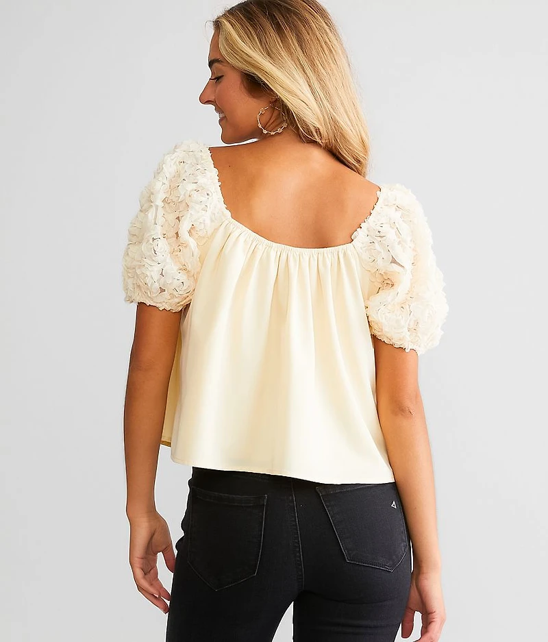 Rosette Puff Sleeve Top
