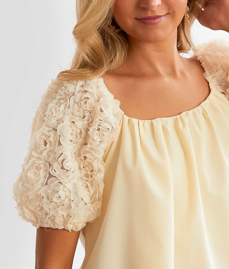 Rosette Puff Sleeve Top