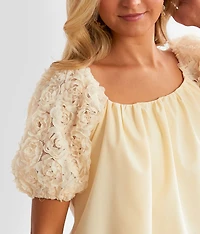 Rosette Puff Sleeve Top