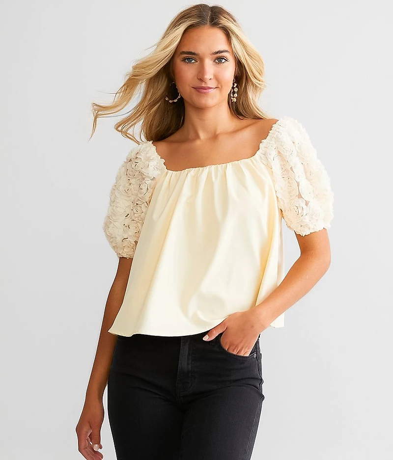 Rosette Puff Sleeve Top