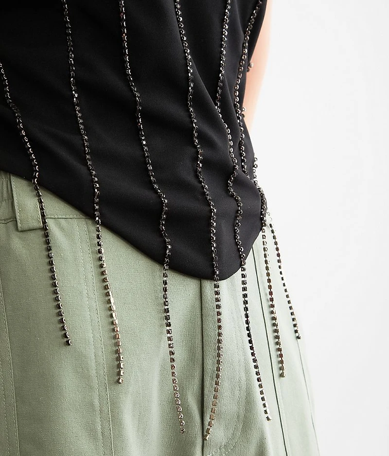 Rhinestone Fringe Tube Top