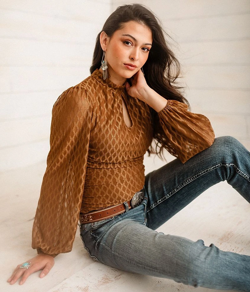 Ruched Keyhole Top