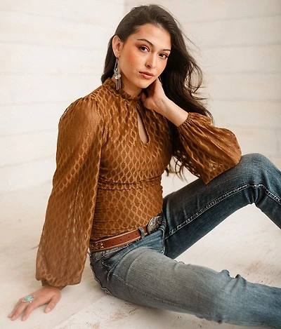 Ruched Keyhole Top