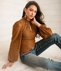Ruched Keyhole Top