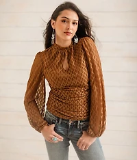 Ruched Keyhole Top