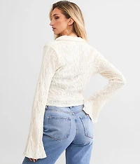 Textured Mesh Knit Blouse