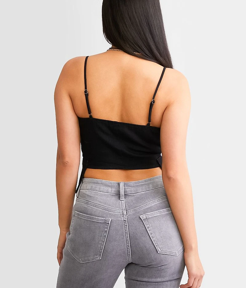 Pieced Denim Corset Tank Top