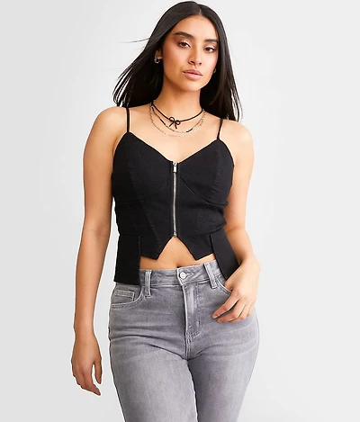 Pieced Denim Corset Tank Top