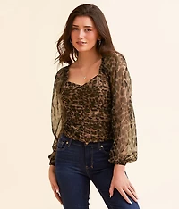 Ruched Cheetah Cropped Top