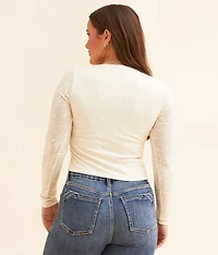 Tonal Embroidered Rhinestone Top