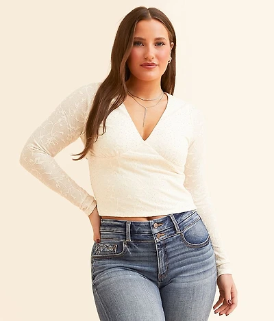Tonal Embroidered Rhinestone Top