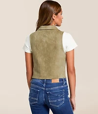 Faux Suede Collared Vest