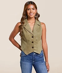 Faux Suede Collared Vest