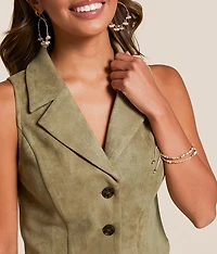 Faux Suede Collared Vest