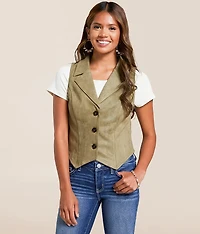 Faux Suede Collared Vest