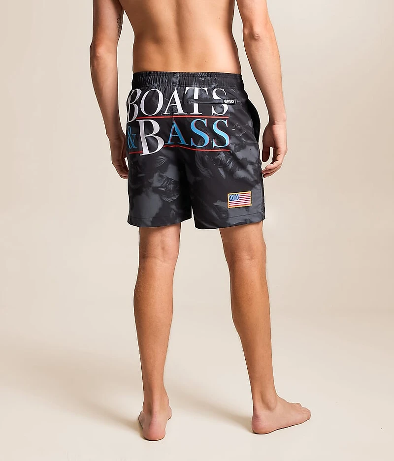 Boats & Bass Stretch Swim Trunks