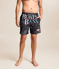 Boats & Bass Stretch Swim Trunks