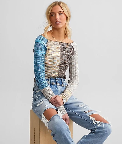 Ribbed Color Block Top