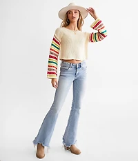Pointelle Boxy Cropped Sweater