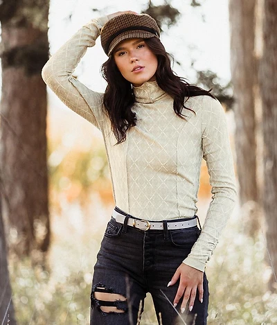 Jacquard Raw Edge Top