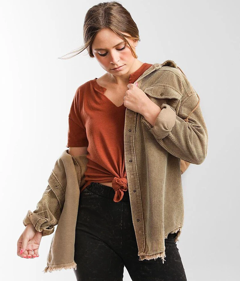 Hooded Corduroy Shacket