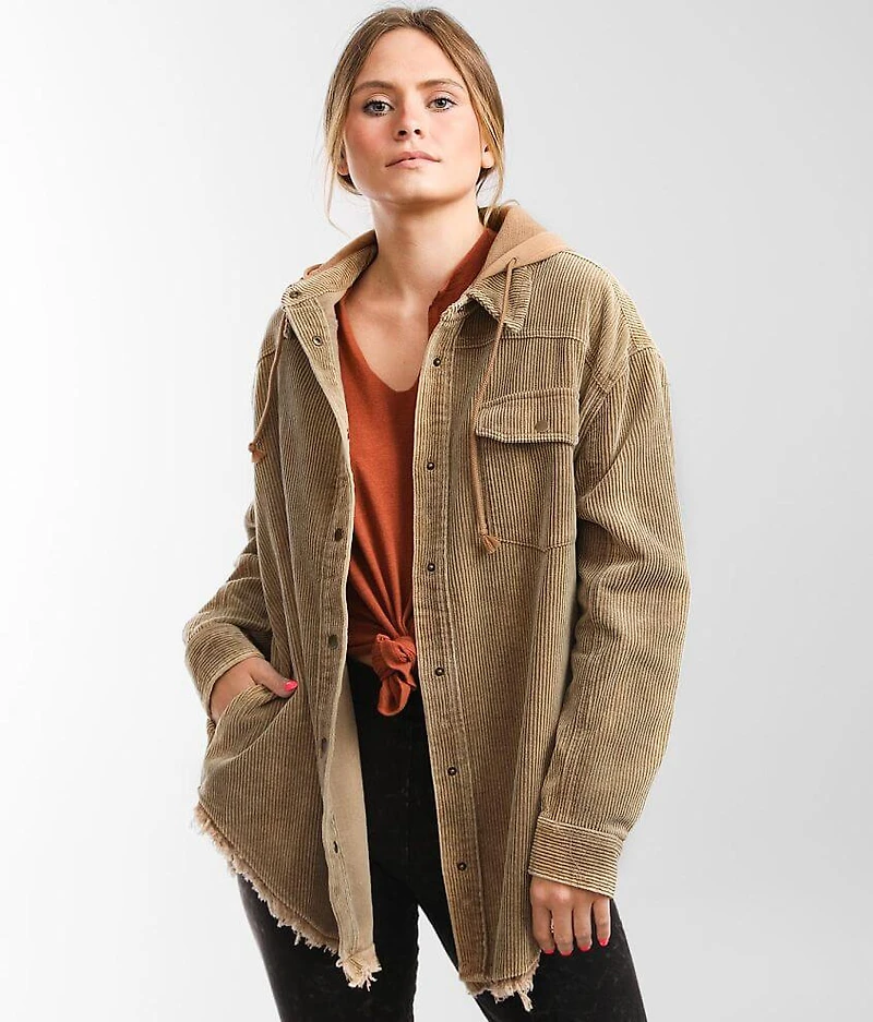 Hooded Corduroy Shacket