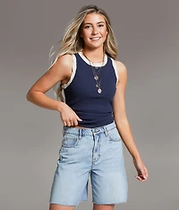 Ribbed Raw Edge Tank Top