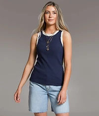 Ribbed Raw Edge Tank Top