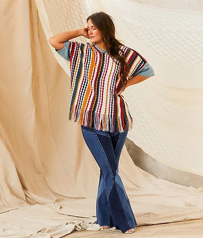 Striped Fringe Hooded Sweater