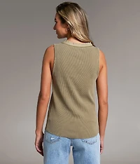 Washed Henley Tank Top
