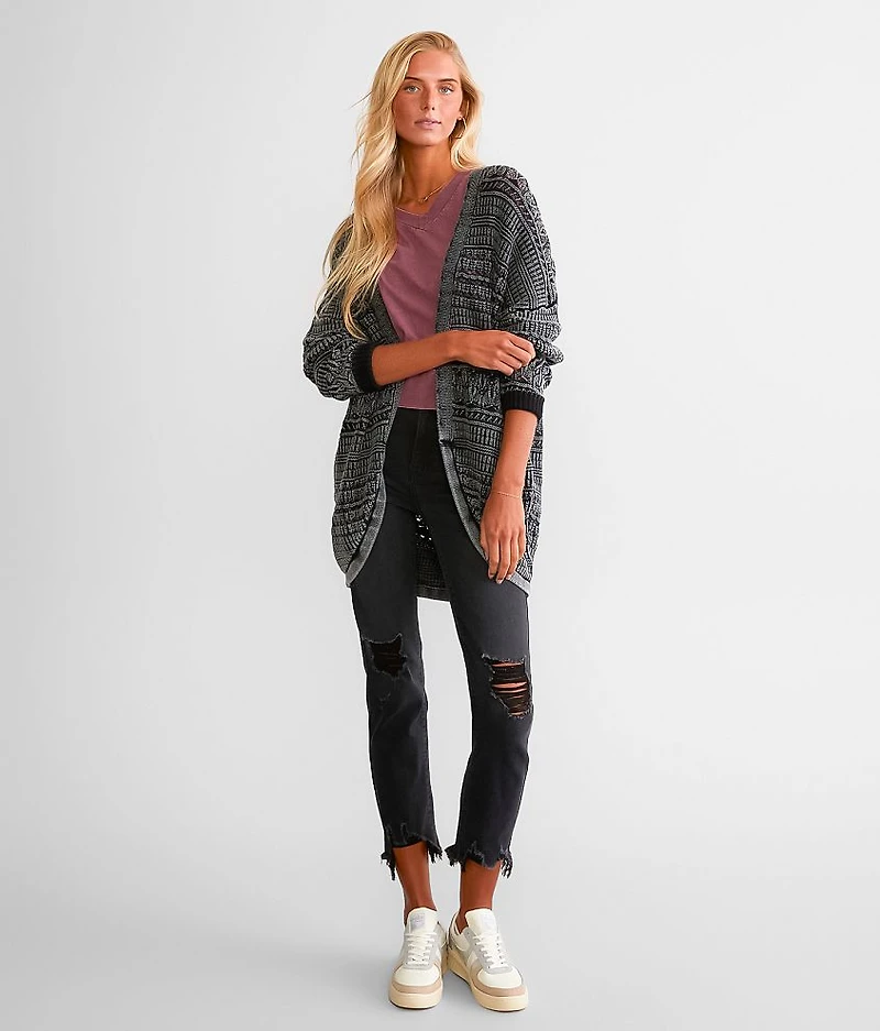 Mixed Stitch Cardigan Sweater